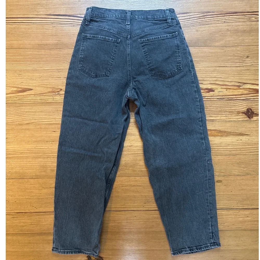 Old Navy Barrel Leg Jeans Women‎ Black Excellent High Rise Faded SIZE 4 - Picture 7 of 7